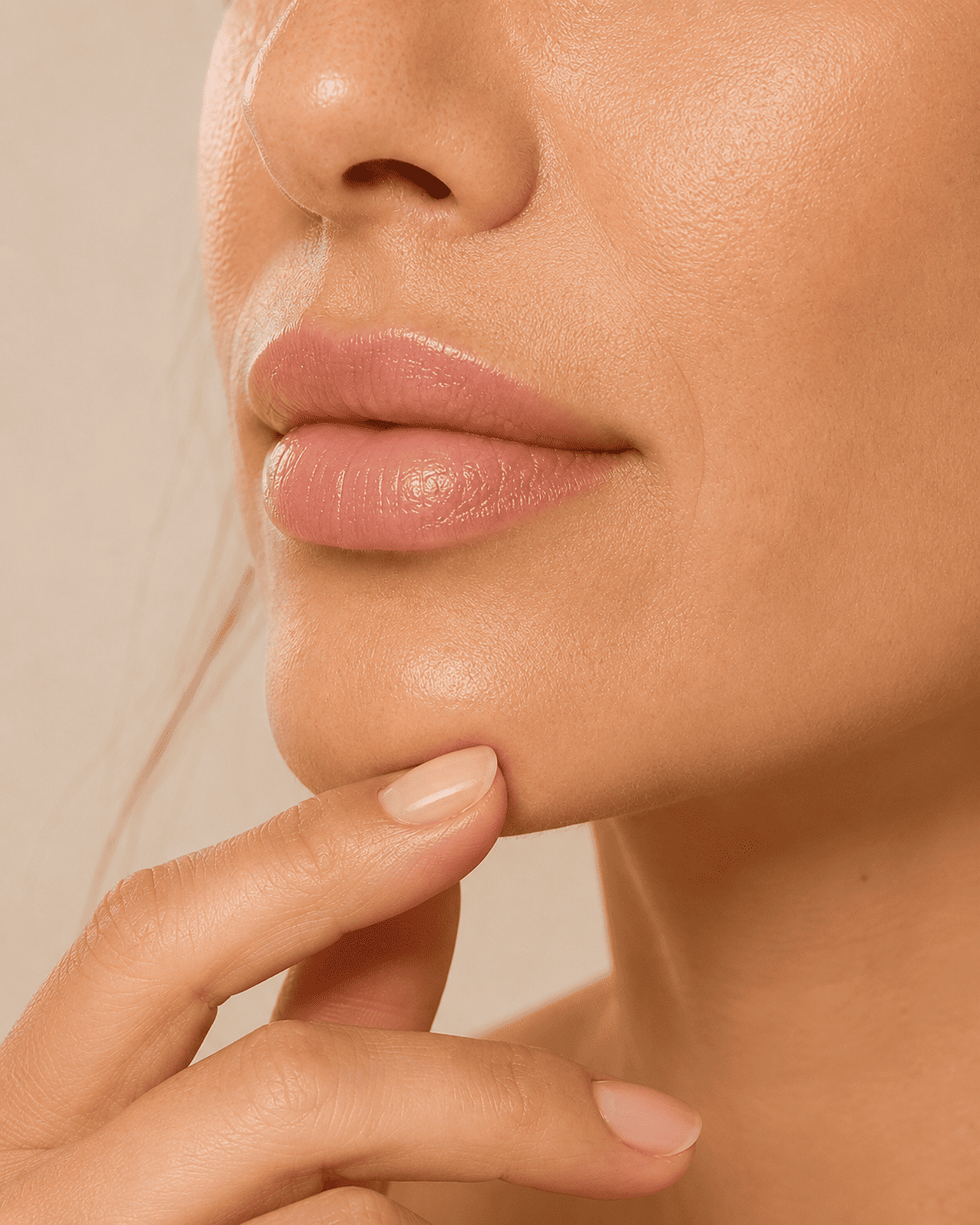 Modelo ilustrativa — região dos lábios, referência de preenchimento labial